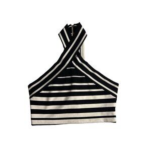 Bec & Bridge Black White Asymmetrical crop top sz 4 Dd549